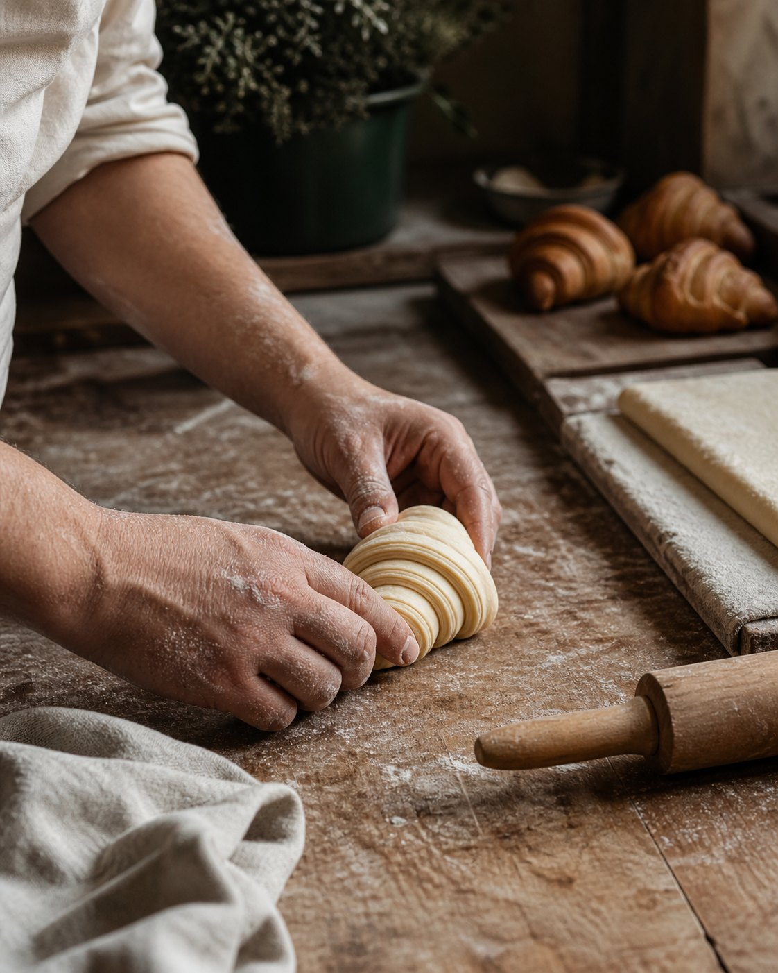 Baker shaping pastry